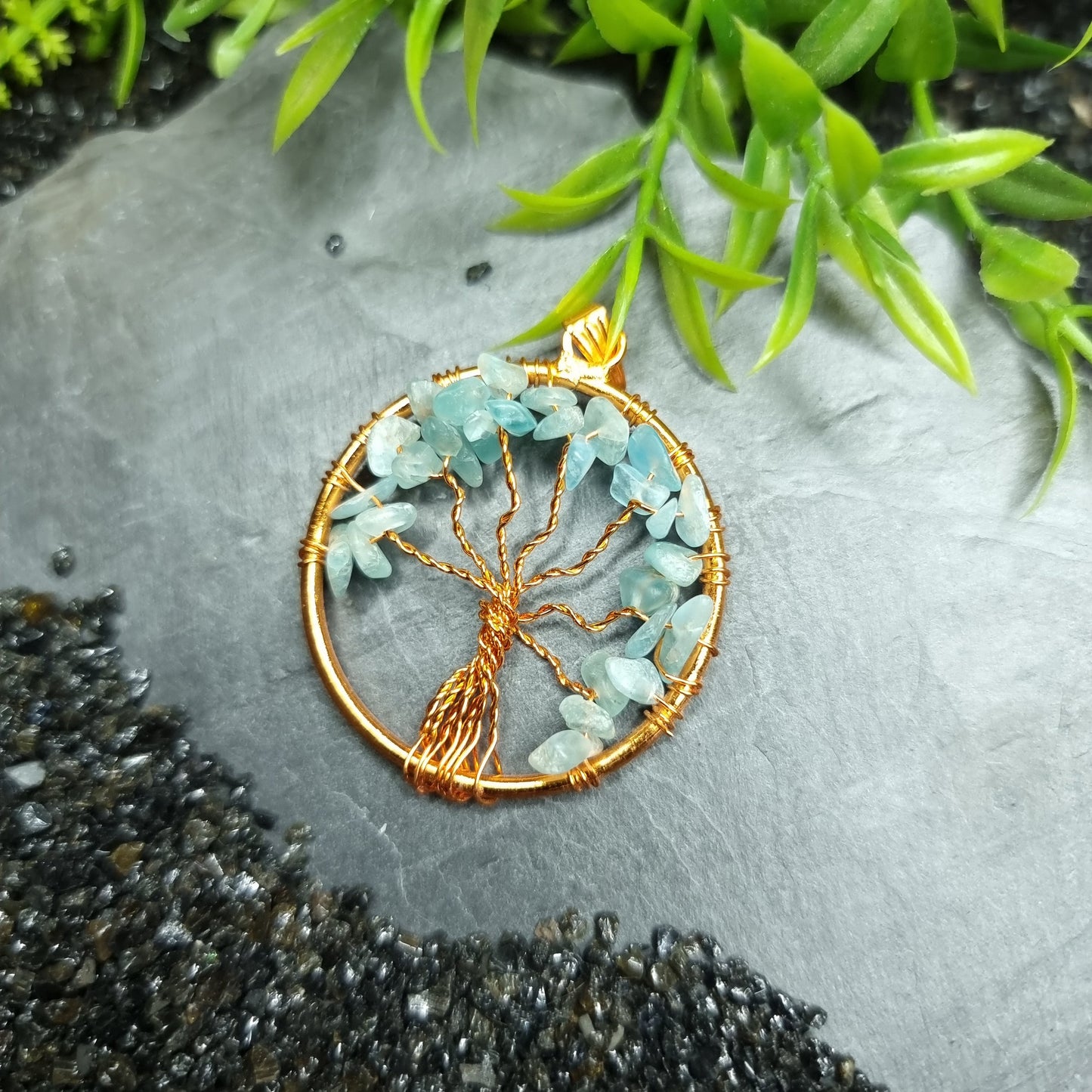 Copper wrapped Tree of Life Pendants Gemstones / Crystal