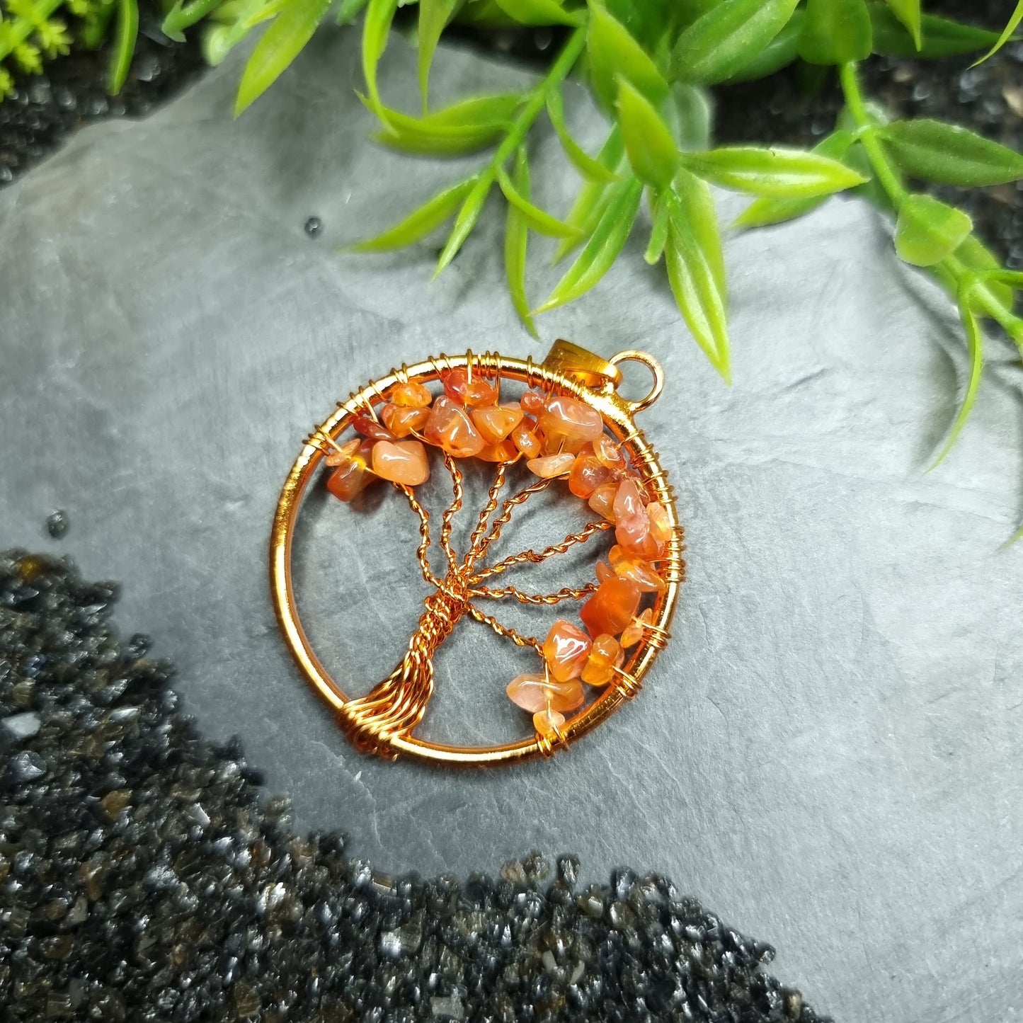 Copper wrapped Tree of Life Pendants Gemstones / Crystal