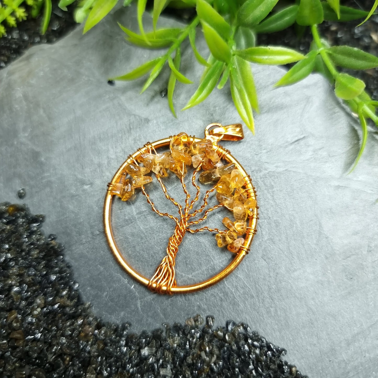 Copper wrapped Tree of Life Pendants Gemstones / Crystal