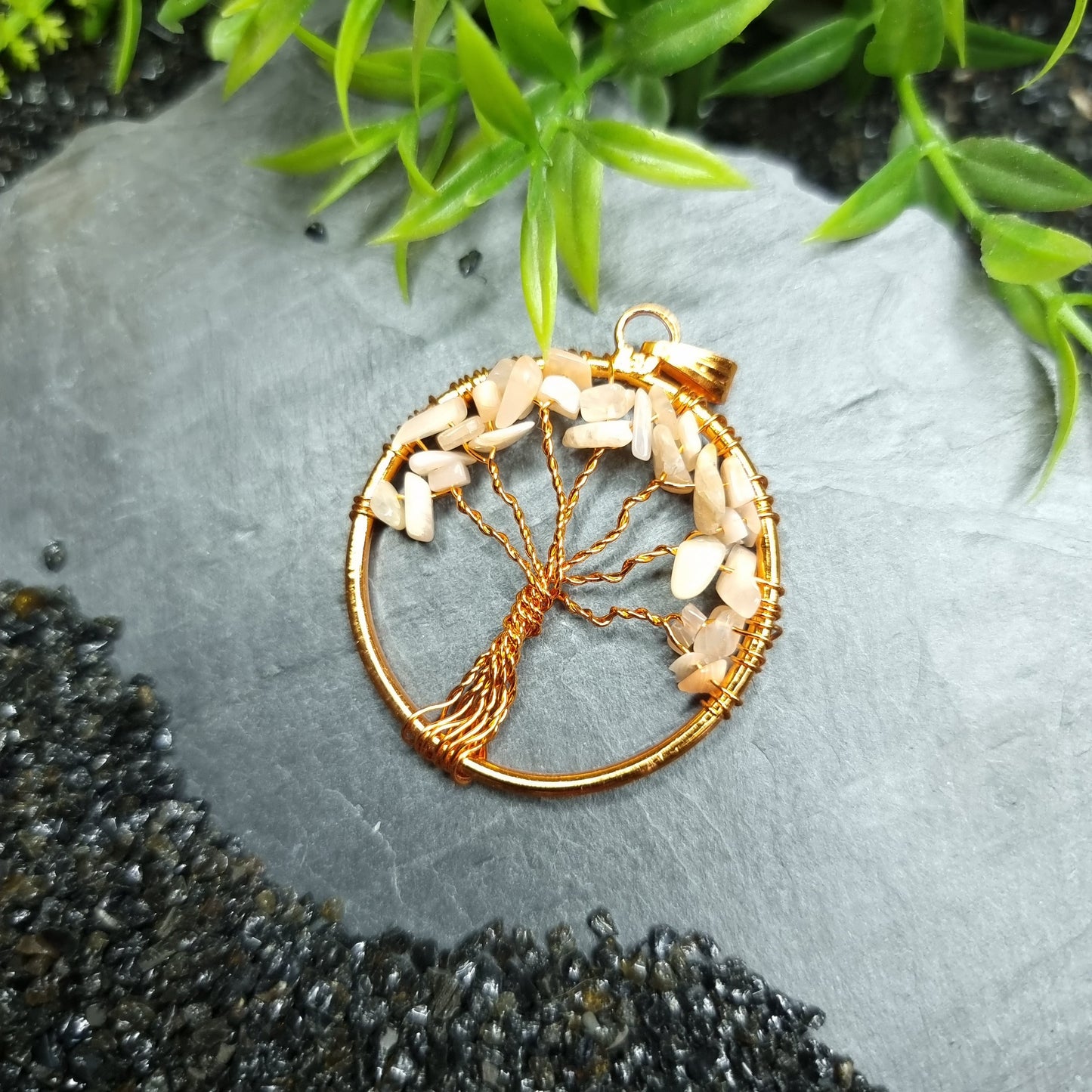 Copper wrapped Tree of Life Pendants Gemstones / Crystal