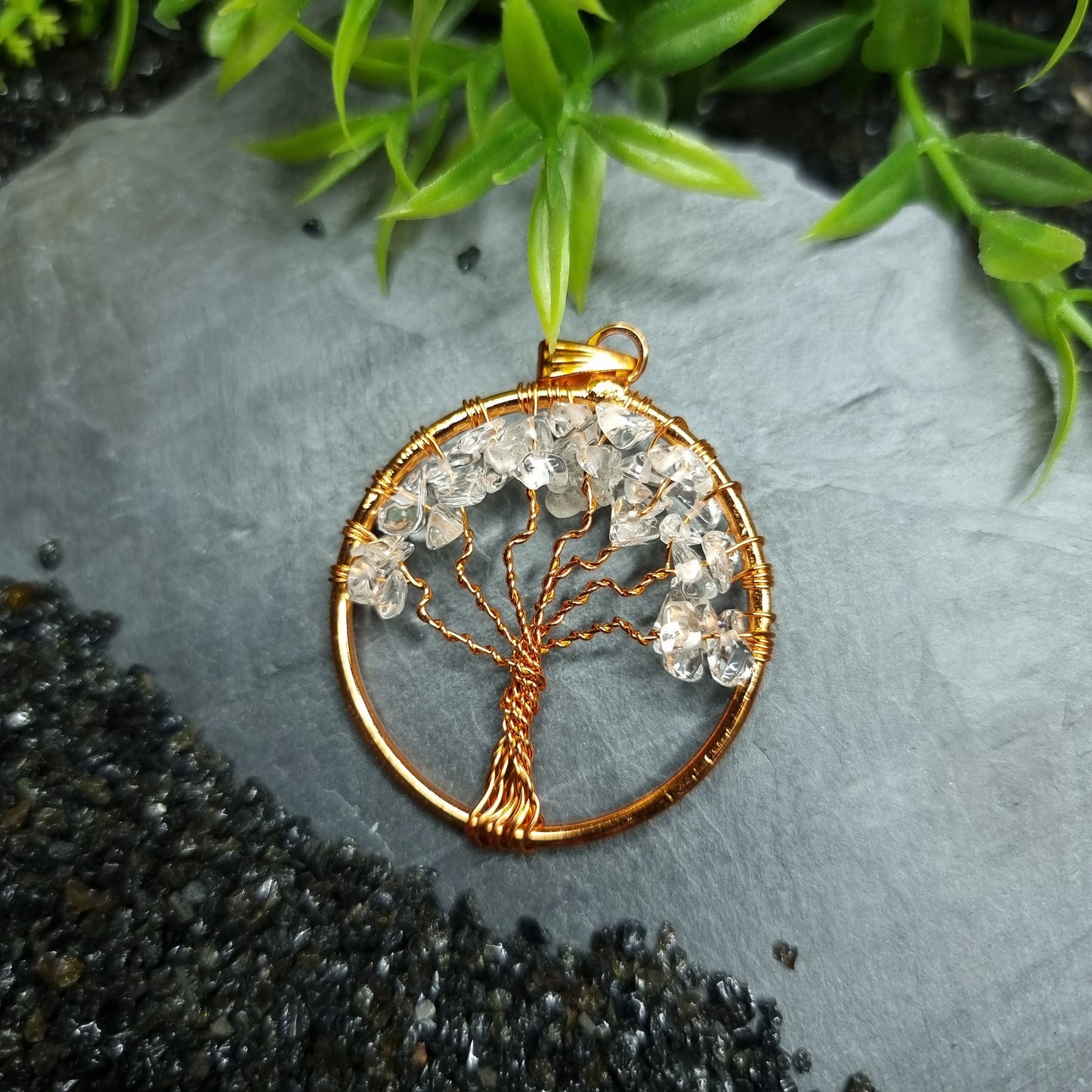 Copper wrapped Tree of Life Pendants Gemstones / Crystal