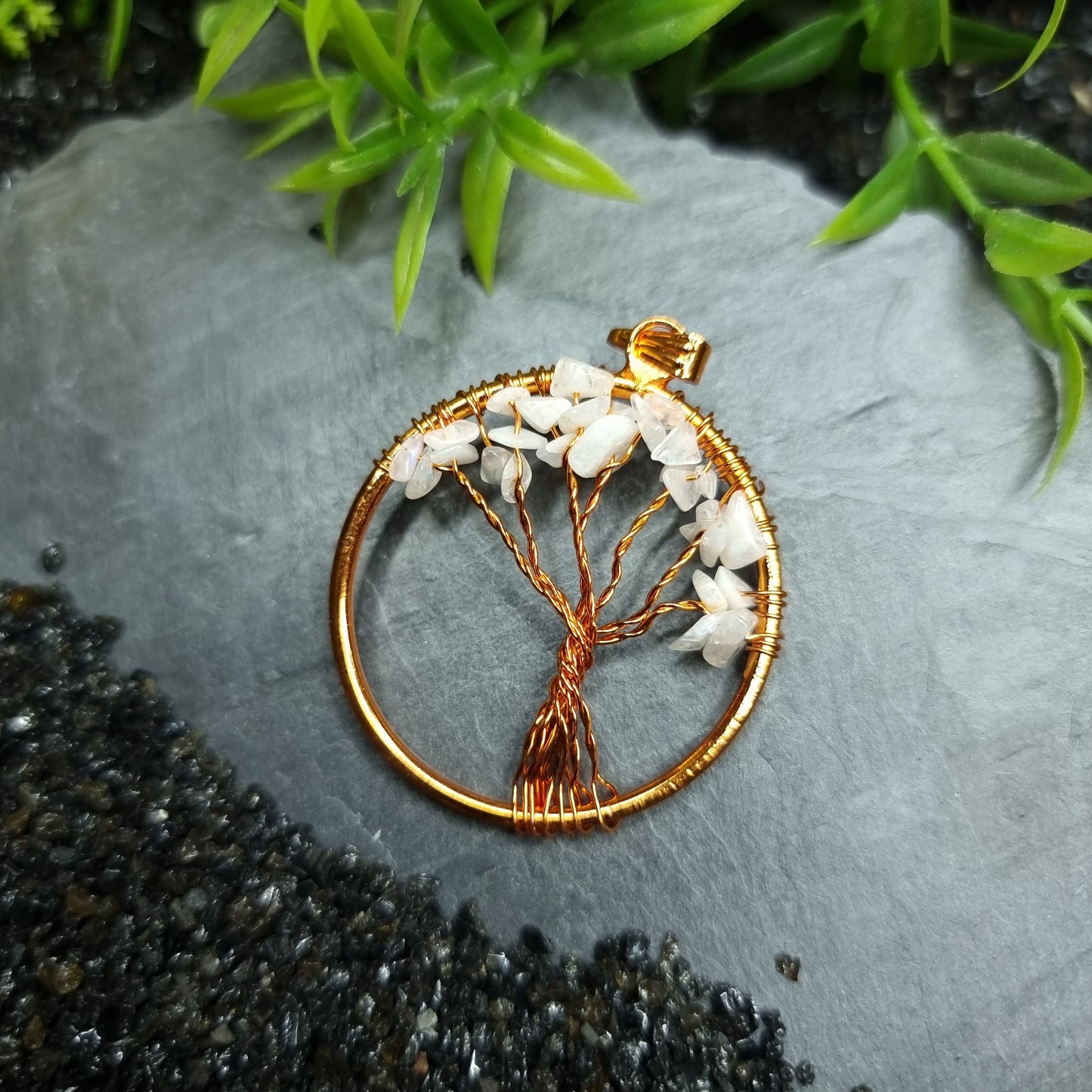 Copper wrapped Tree of Life Pendants Gemstones / Crystal