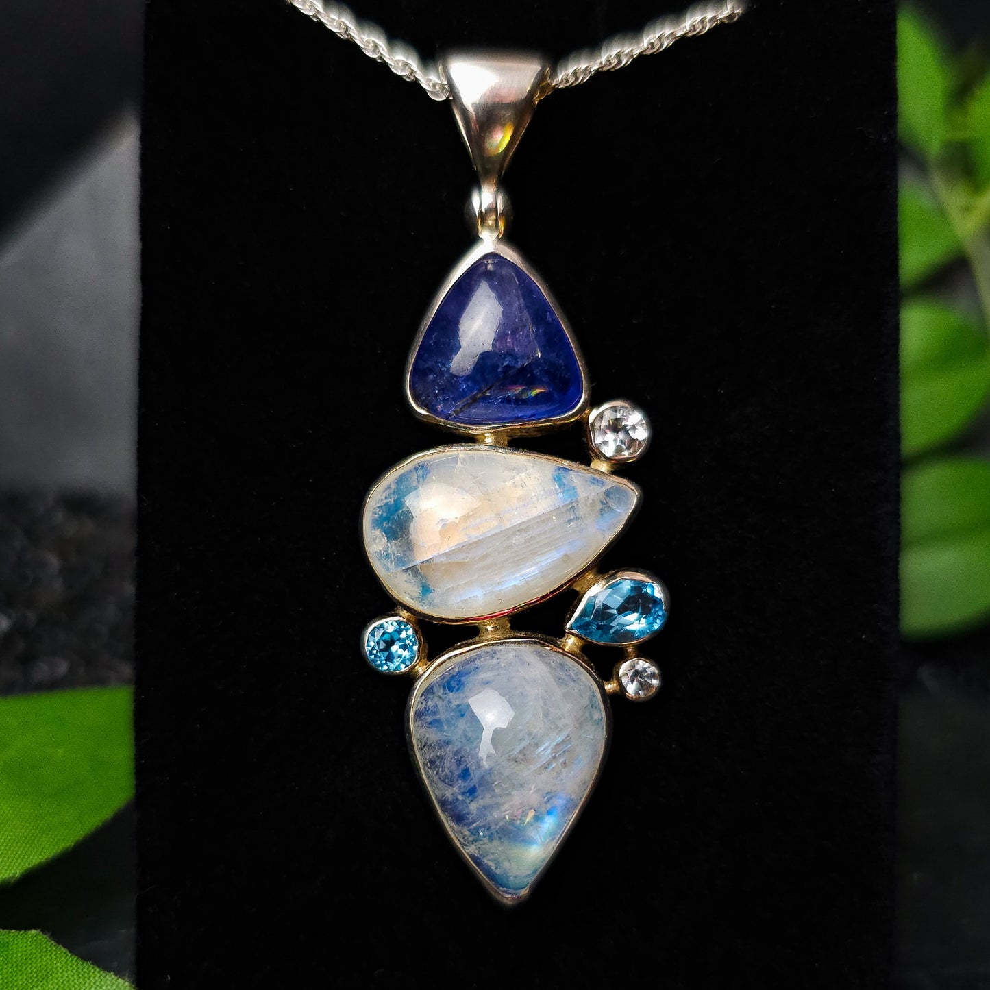 Tanzanite, Moonstone & Topaz Pendant No.48