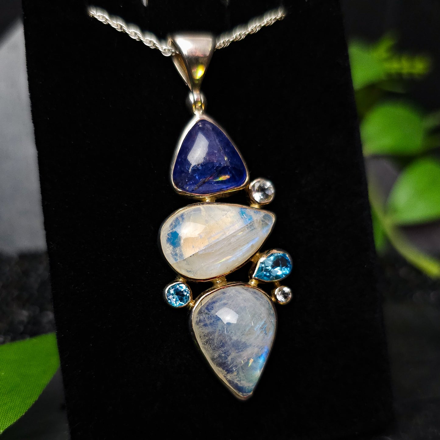 Tanzanite, Moonstone & Topaz Pendant No.48