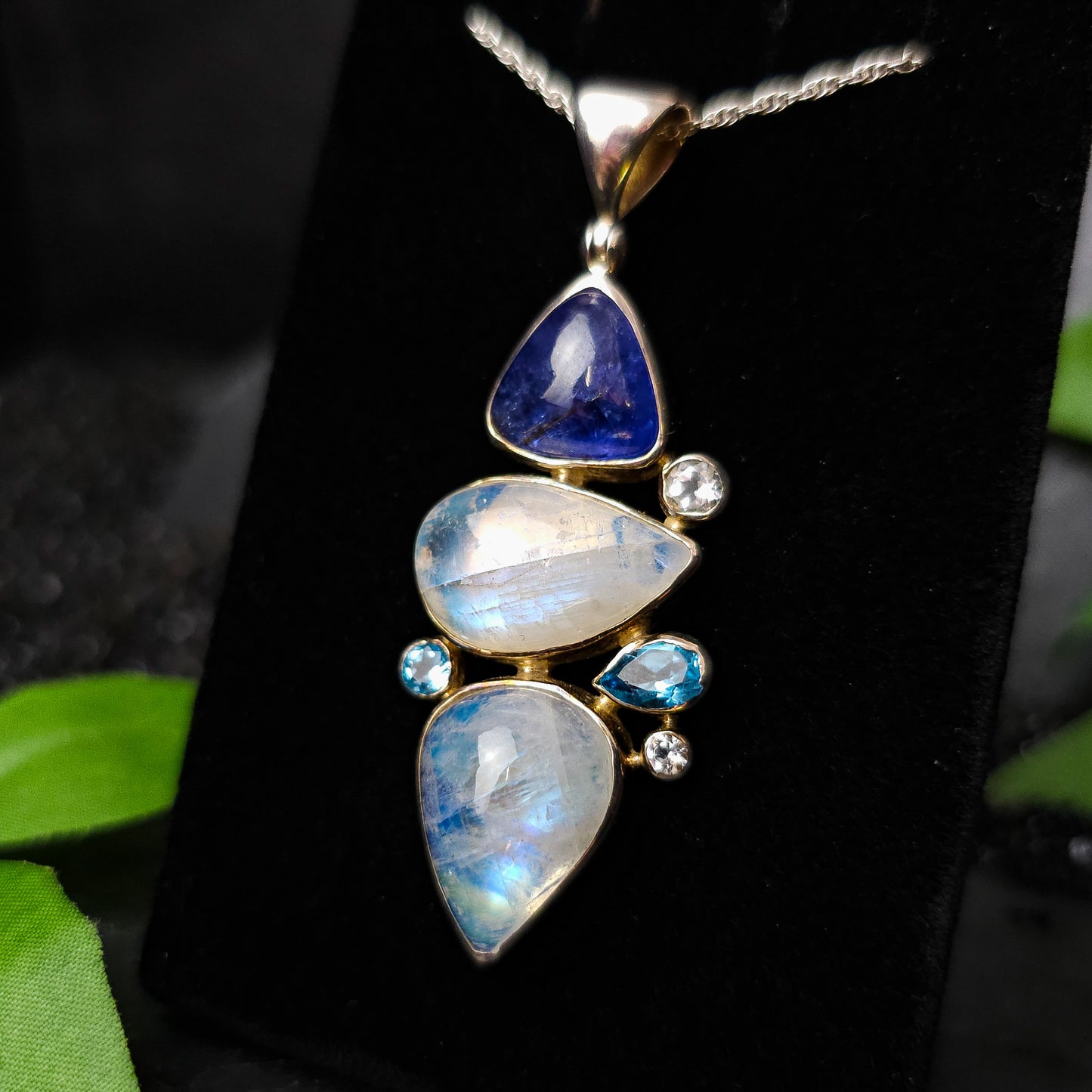 Tanzanite, Moonstone & Topaz Pendant No.48