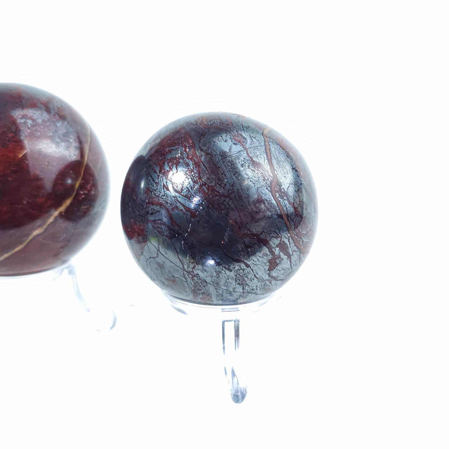 Red Jasper and Hematite Spheres
