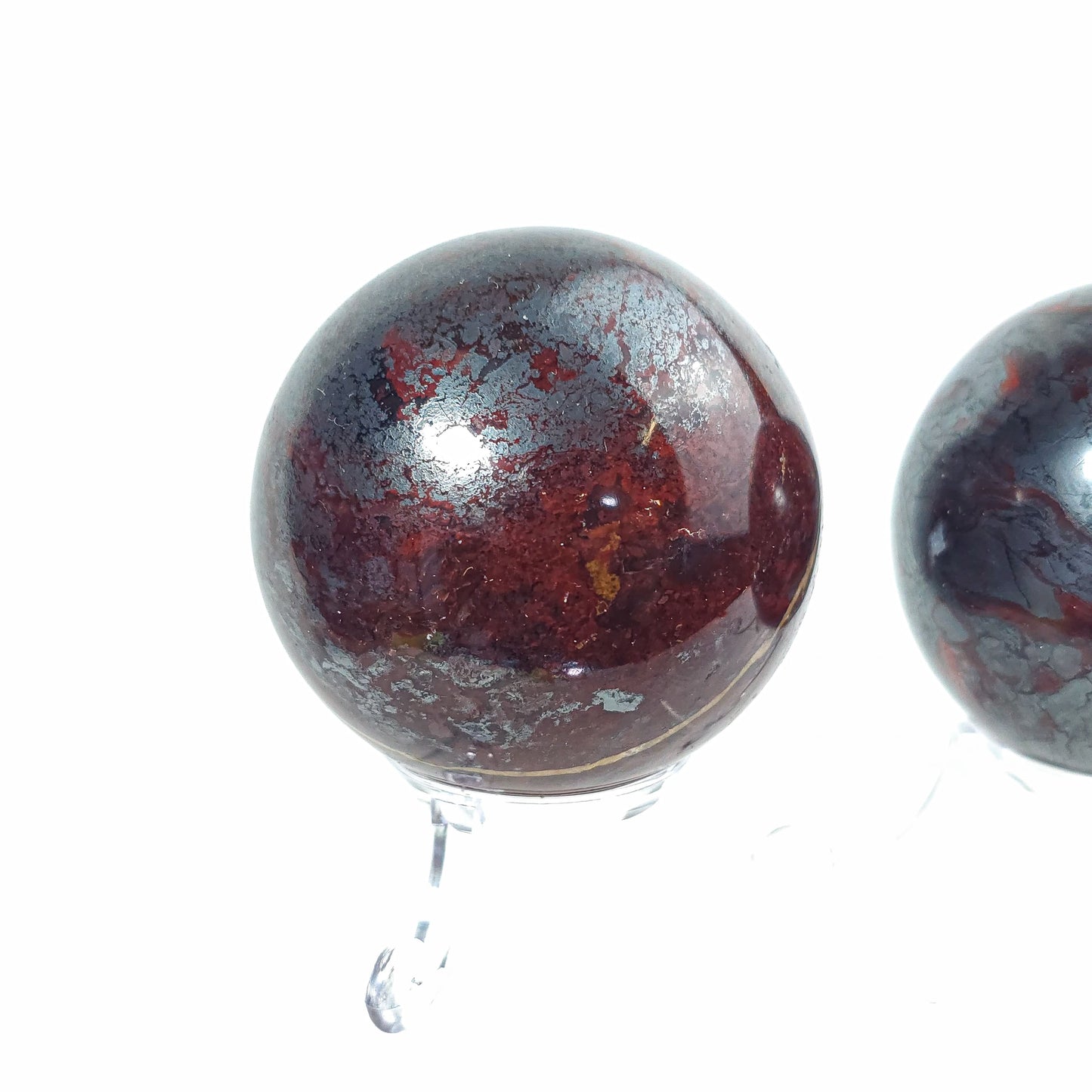Red Jasper and Hematite Spheres
