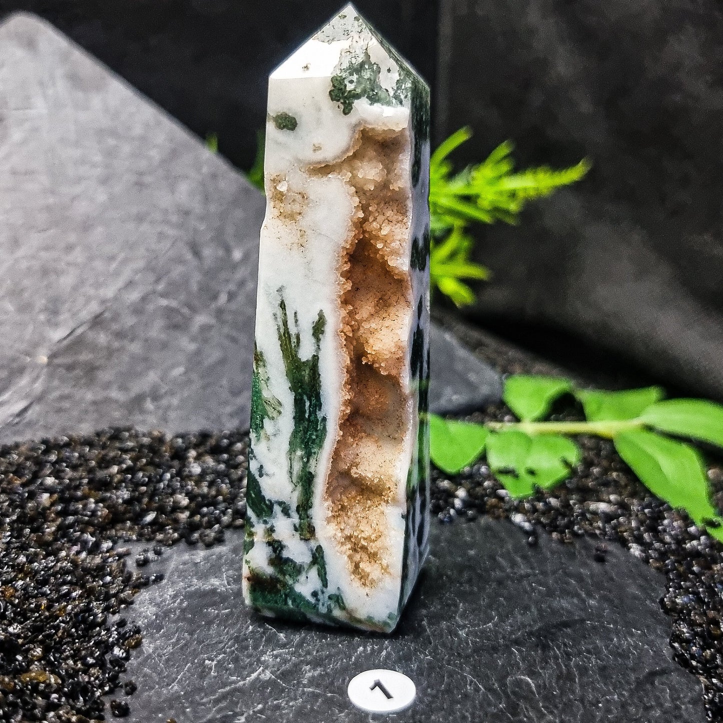 Green Moss Agate tower