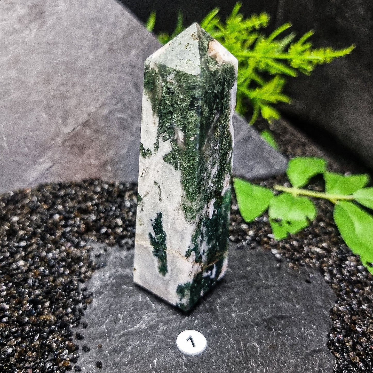Green Moss Agate tower