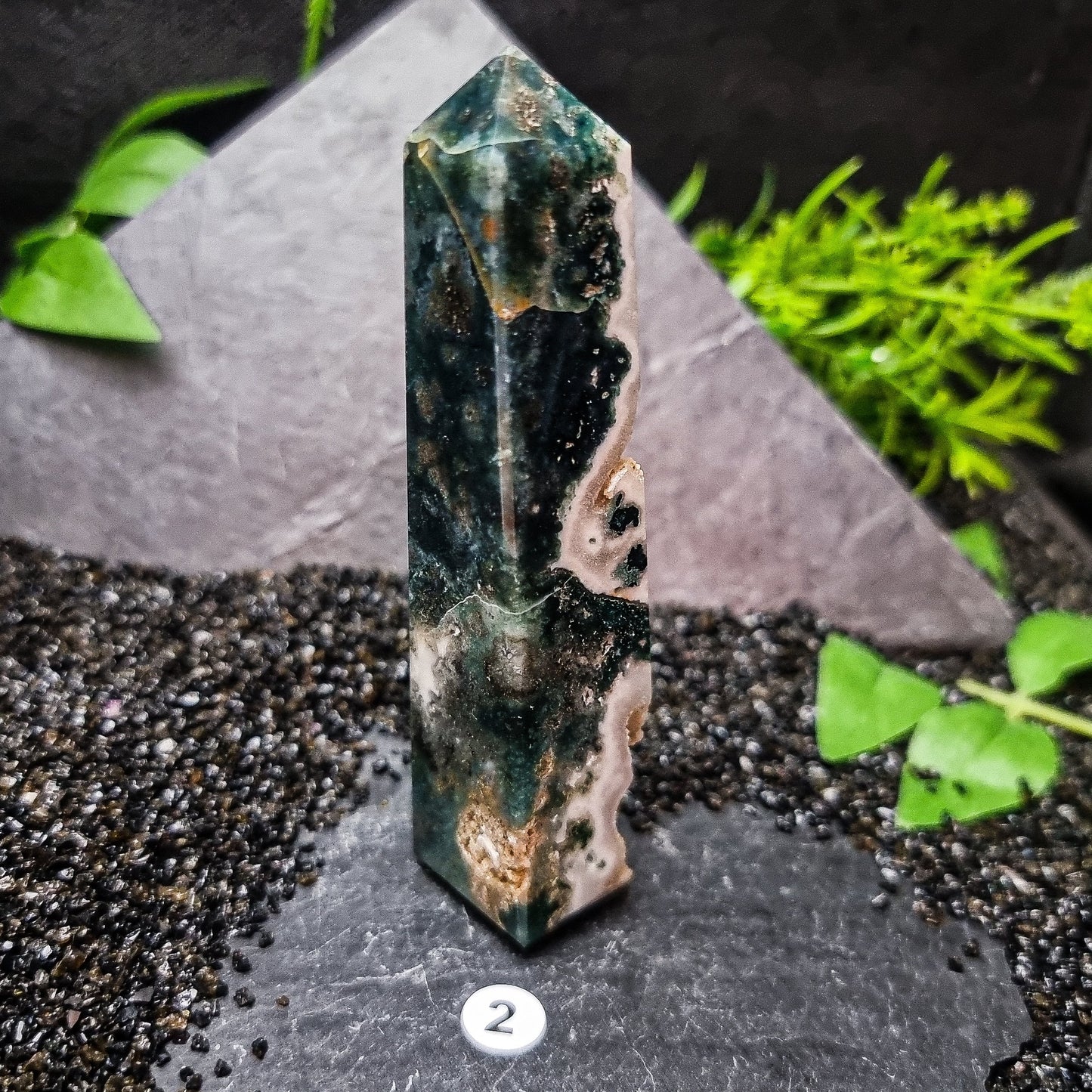 Green Moss Agate tower