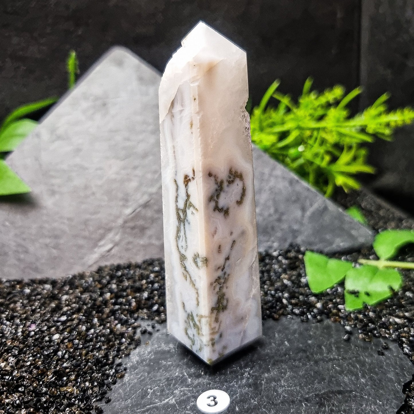 Green Moss Agate tower