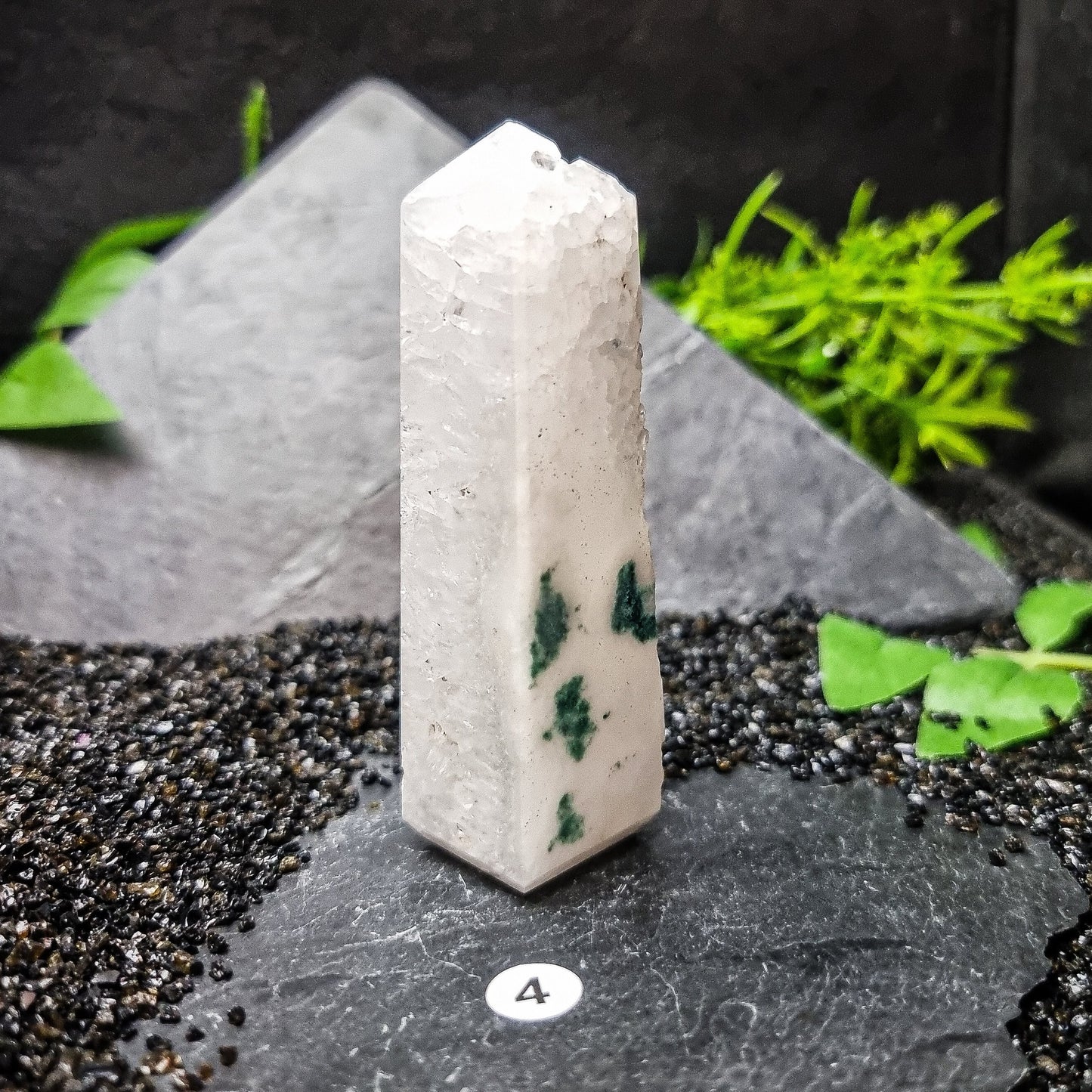 Green Moss Agate tower