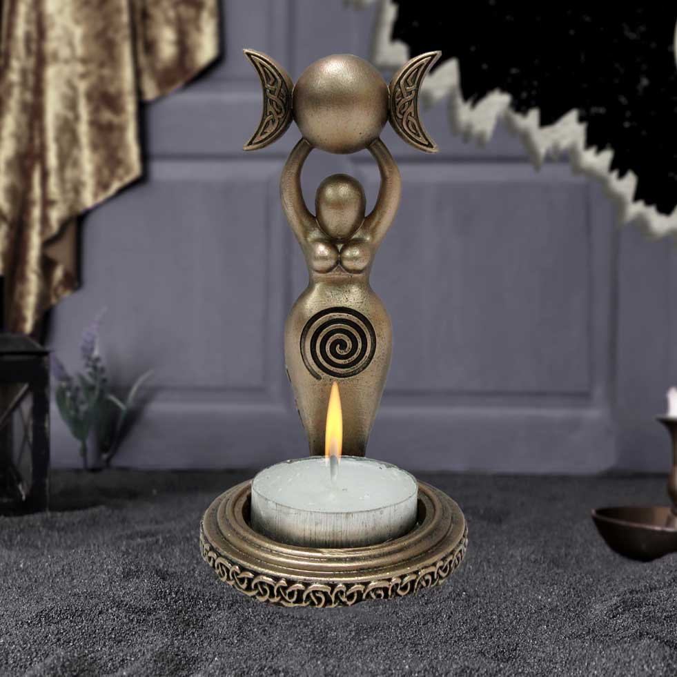 Spiral Goddess Bronze Tea Light Holder