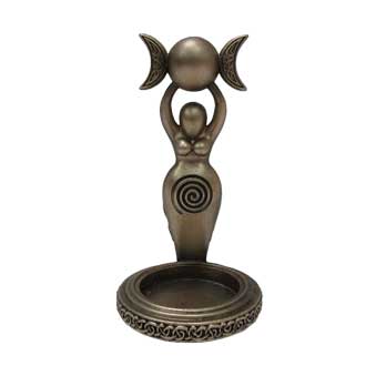 Spiral Goddess Bronze Tea Light Holder