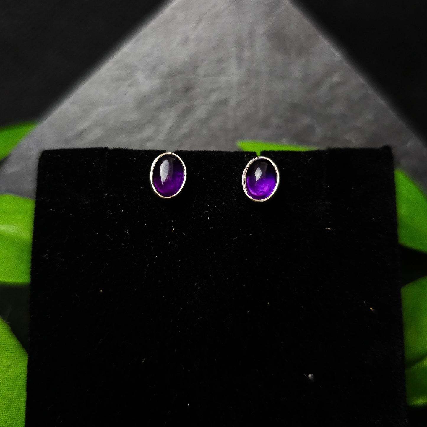 Amethyst Oval Stud Earrings No. 631