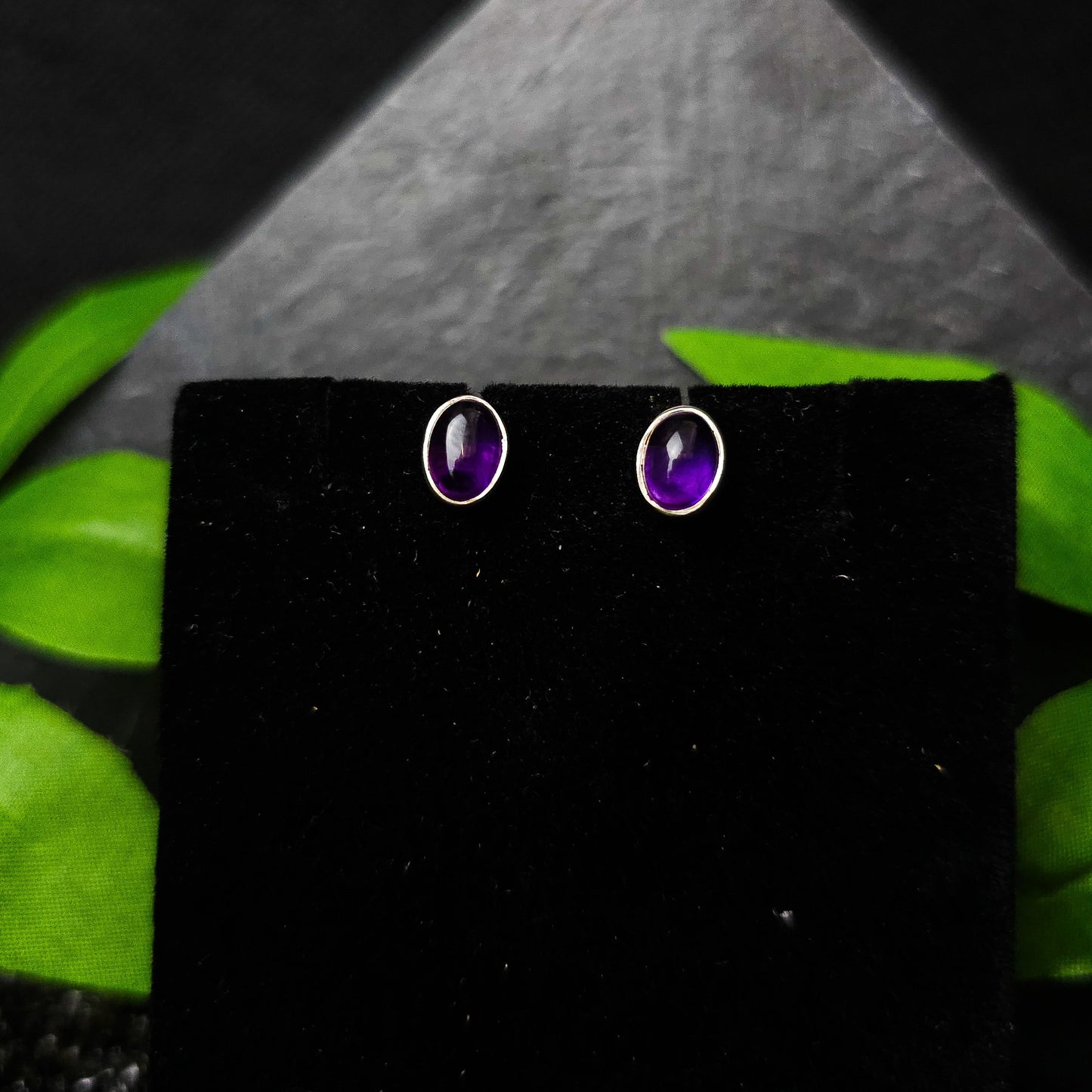 Amethyst Oval Stud Earrings No. 631