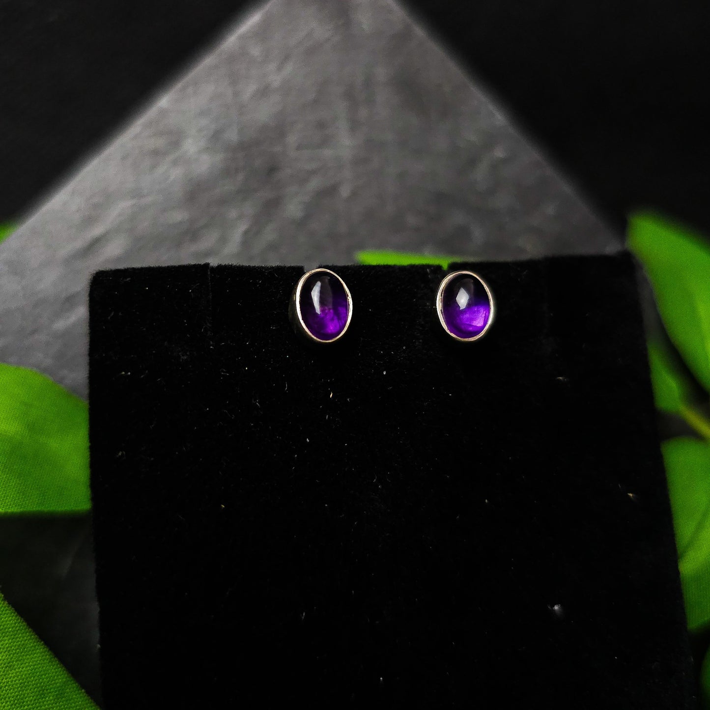 Amethyst Oval Stud Earrings No. 631