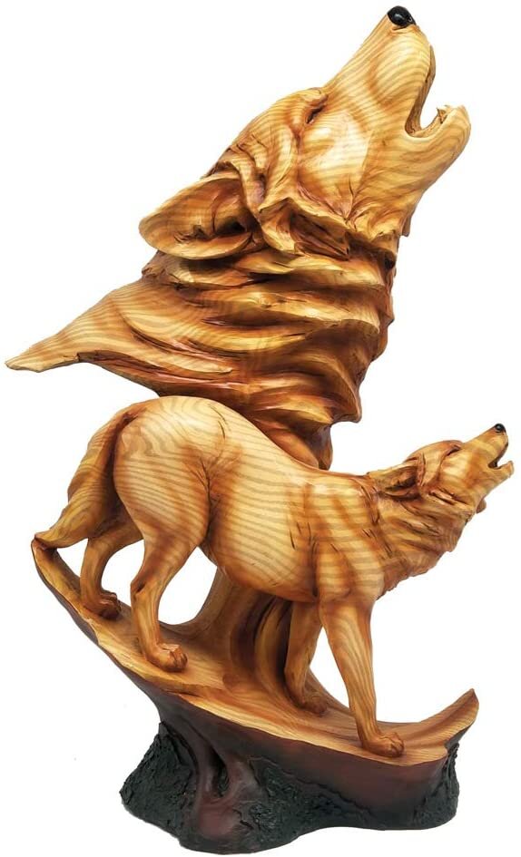 Melody Howling Wolves Wood Effect Bust