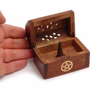Small Incense Cone Burner With Brass Pentacle