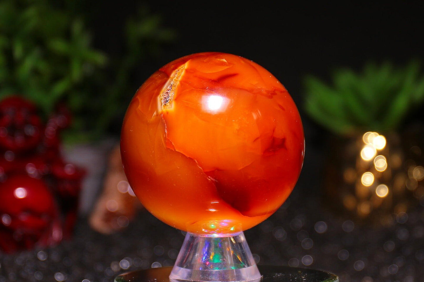 Carnelian Sphere with druzy