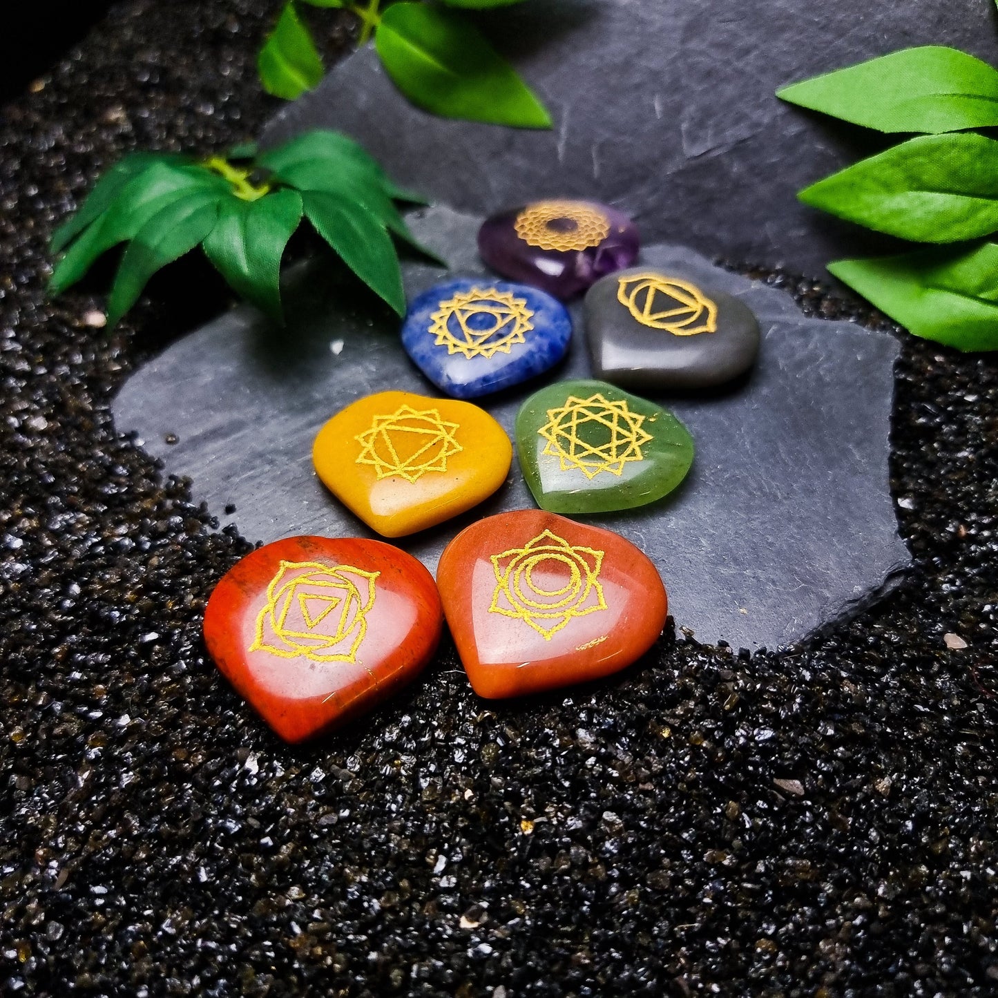 Engraved Chakra Heart set