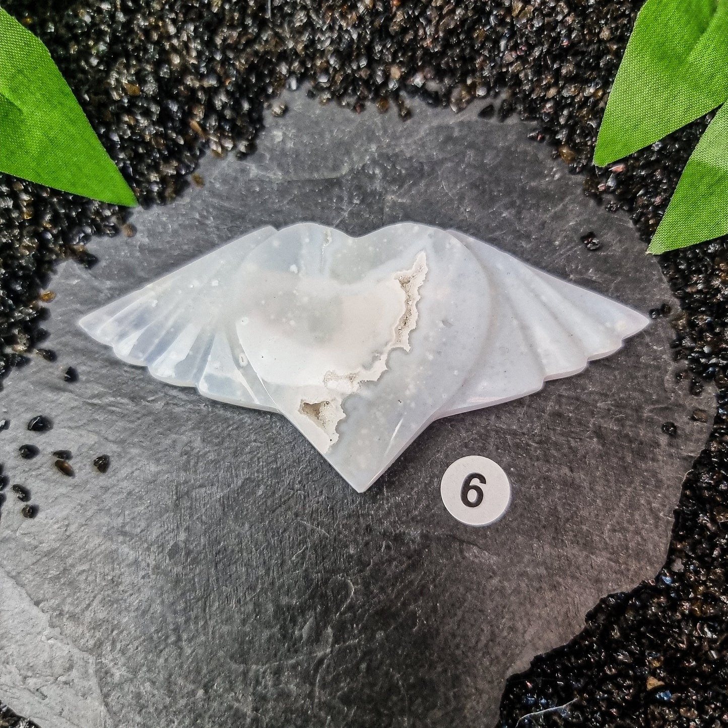 Snow Agate Winged Hearts