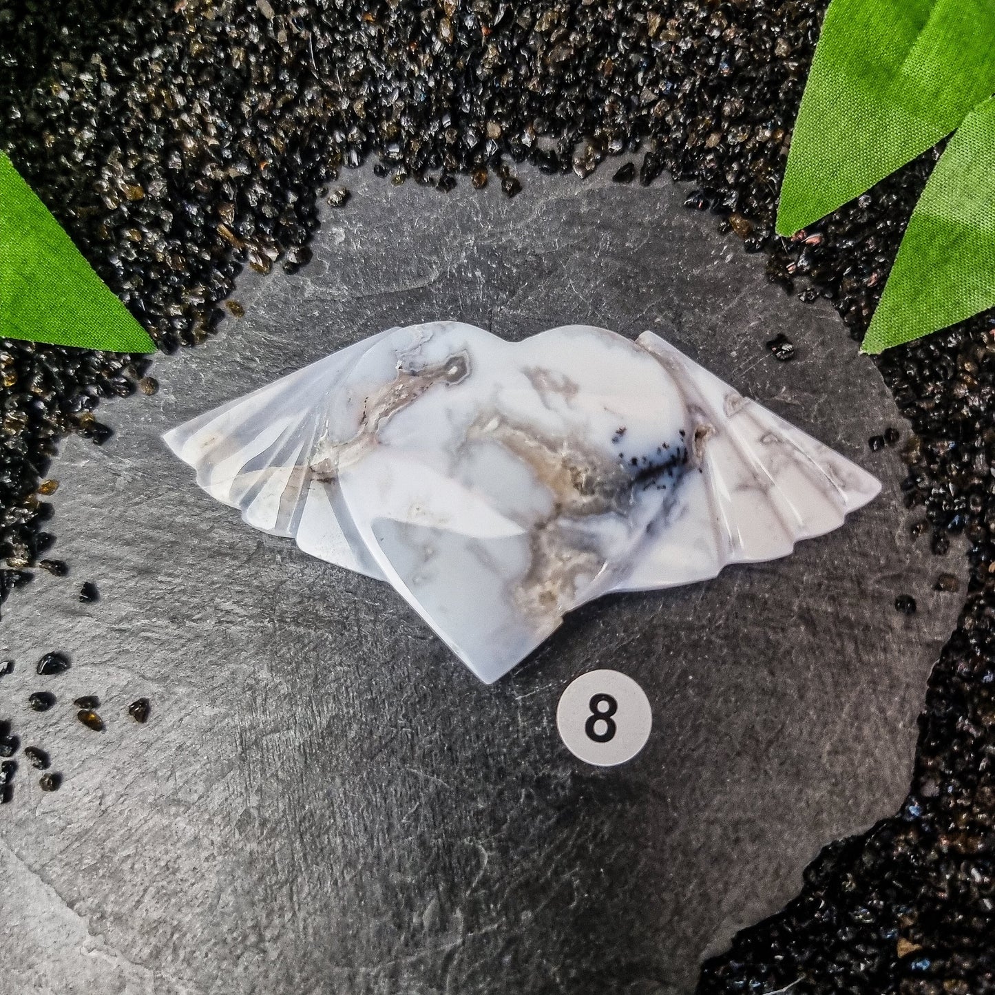 Snow Agate Winged Hearts