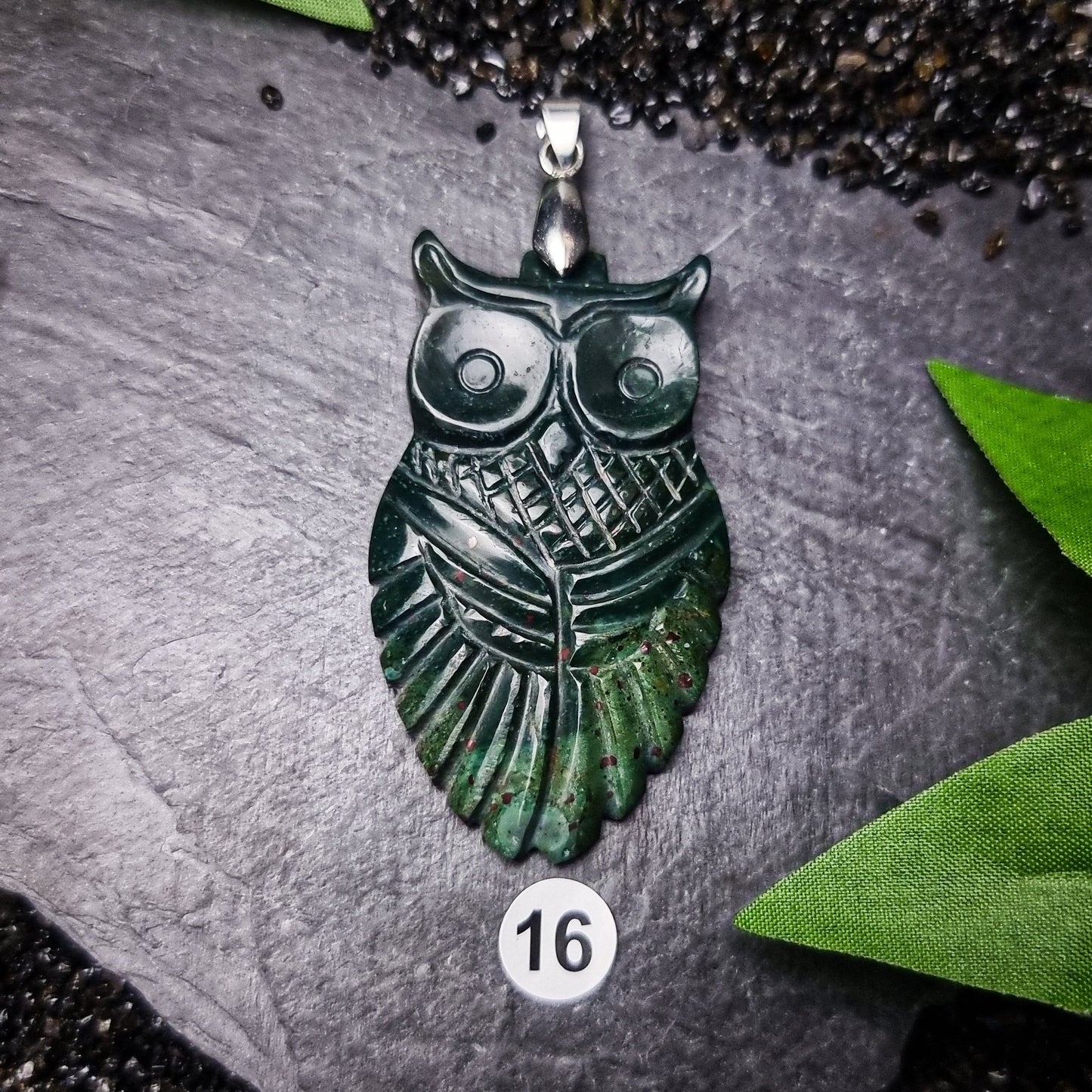 Bloodstone Owl Pendant