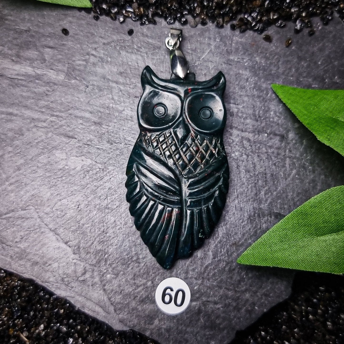 Bloodstone Owl Pendant