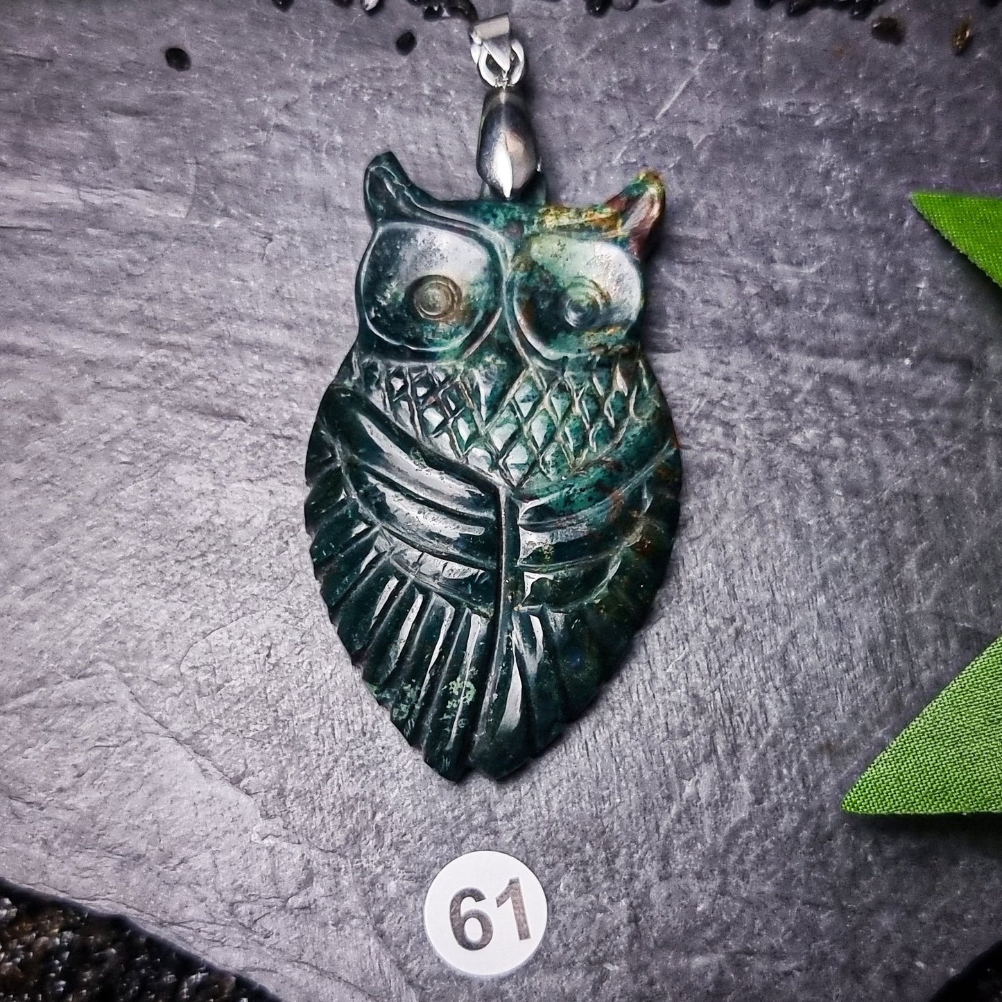 Bloodstone Owl Pendant