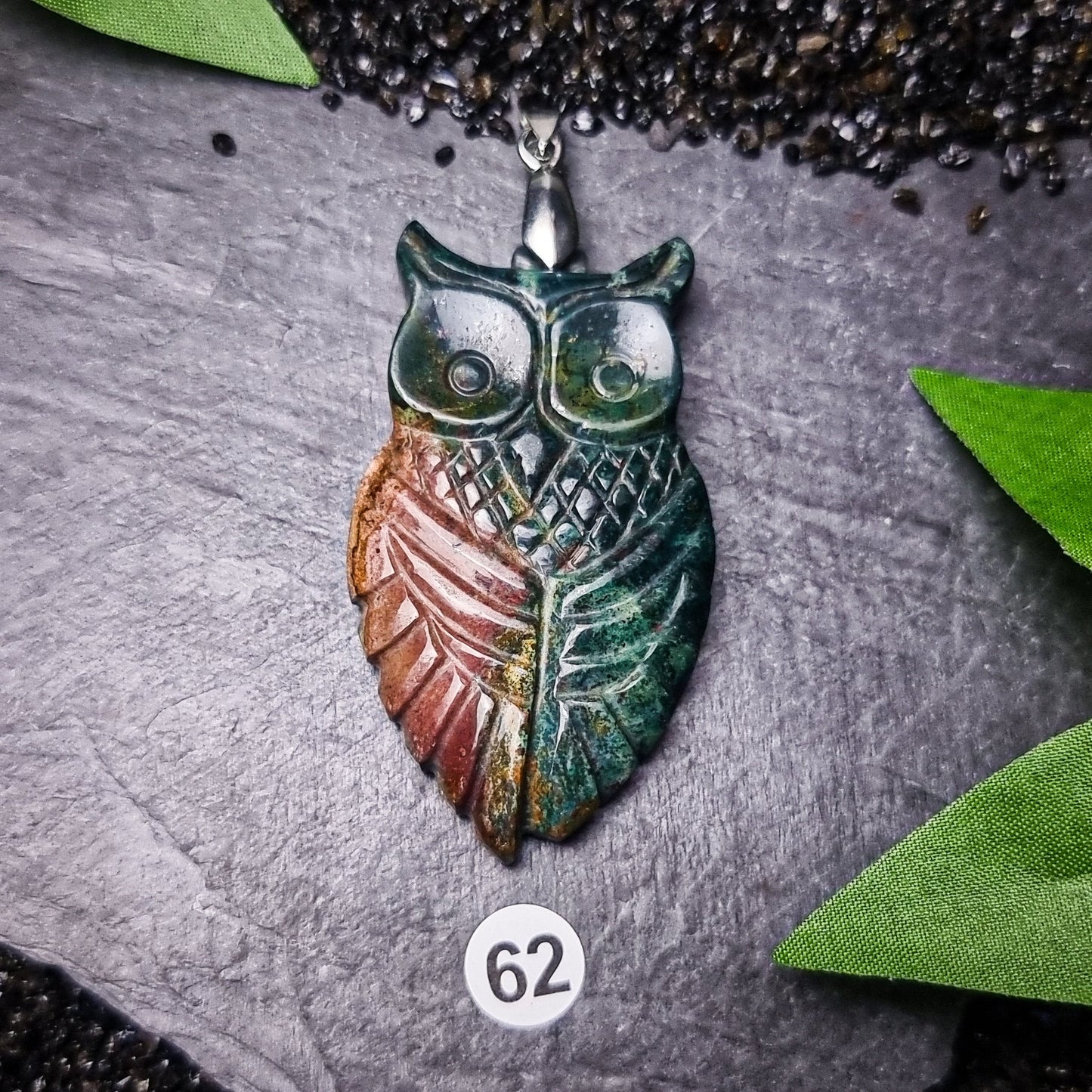 Bloodstone Owl Pendant