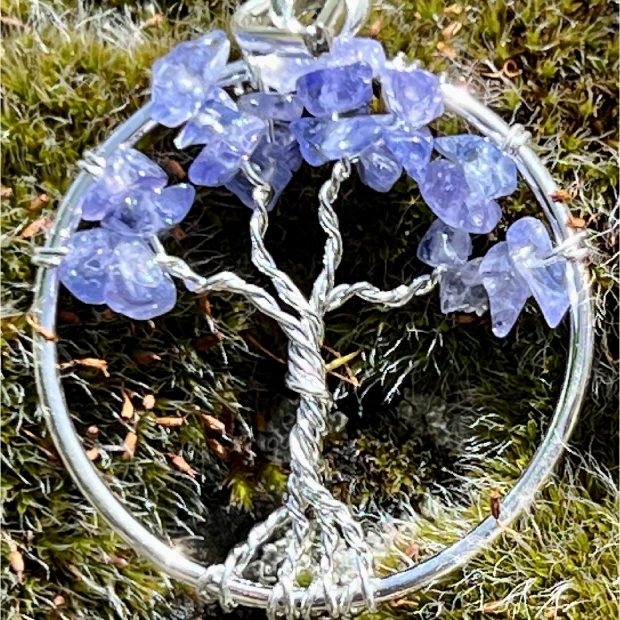 Tanzanite or Ruby Silver Wire Tree of Life Pendant