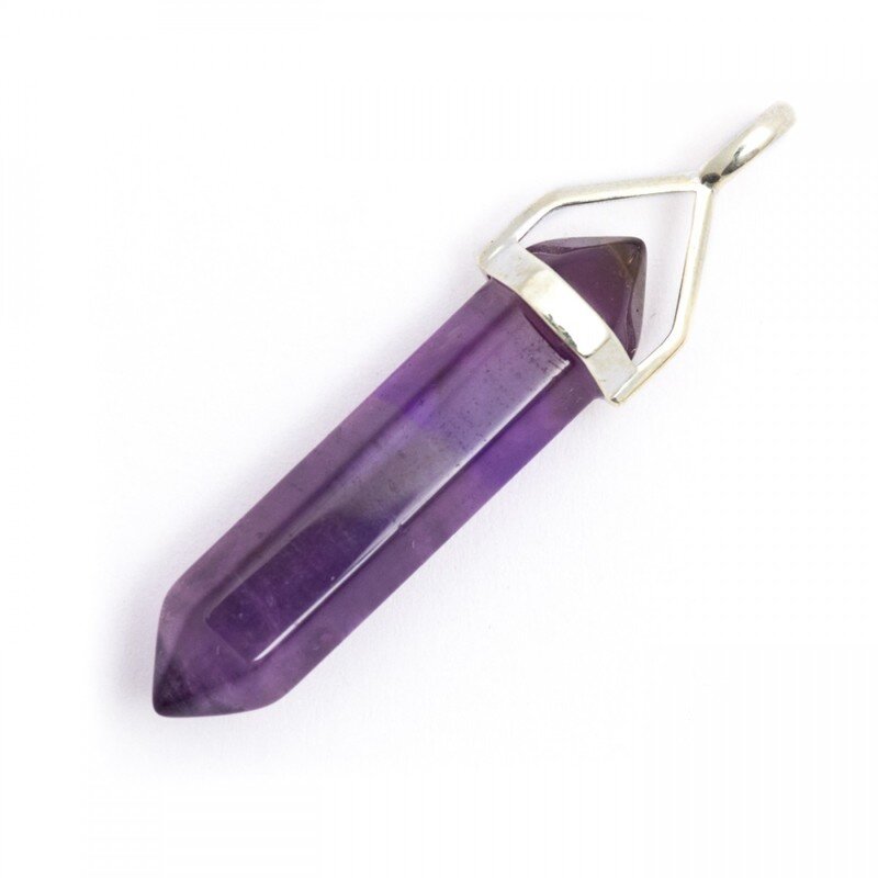 Amethyst Crystal DT Point Pendant 925 silver