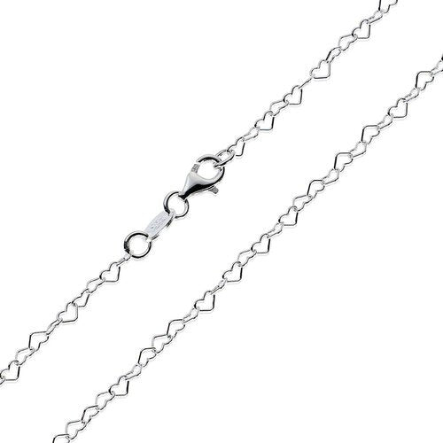 Heart Link 925 silver Necklace 20"