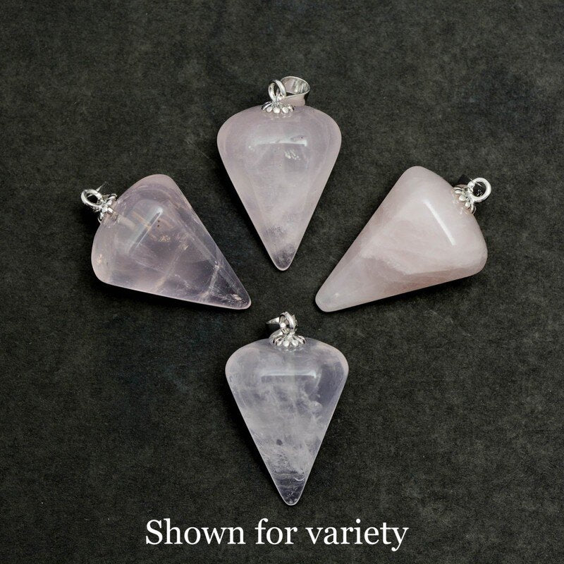 Rose Quartz Pendulum Pendant 925 with Silver Chain