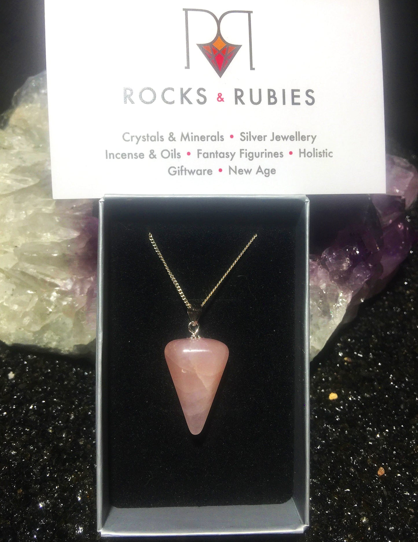Rose Quartz Pendulum Pendant 925 with Silver Chain