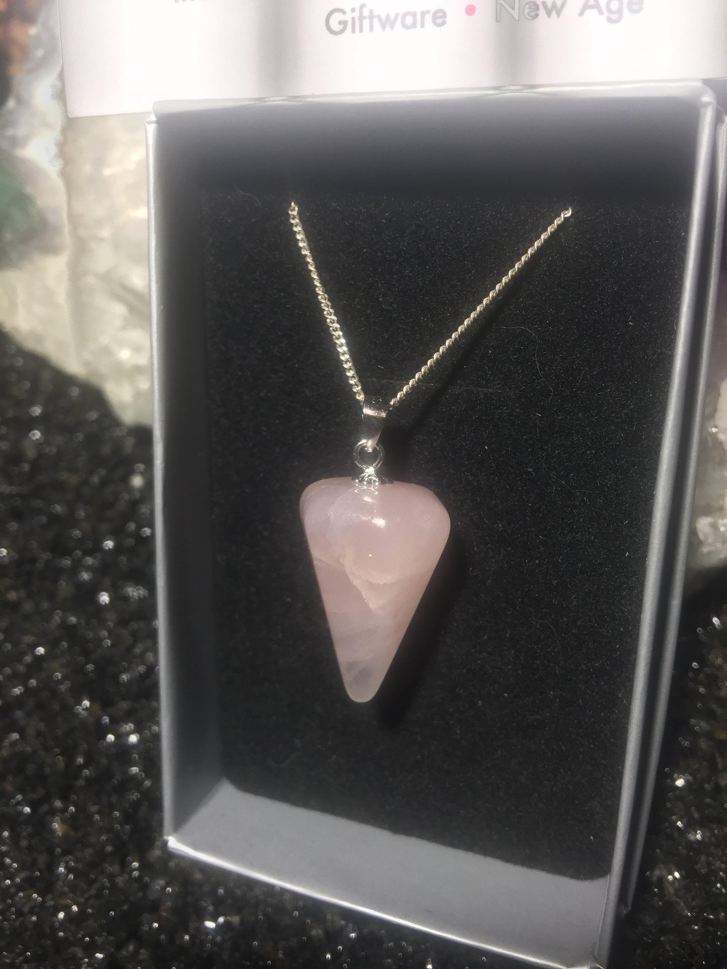 Rose Quartz Pendulum Pendant 925 with Silver Chain