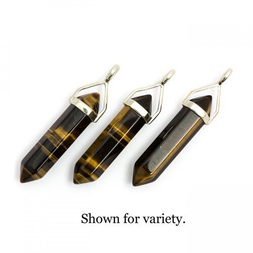 Golden Tiger's Eye Crystal DT Point Pendant 925 Silver