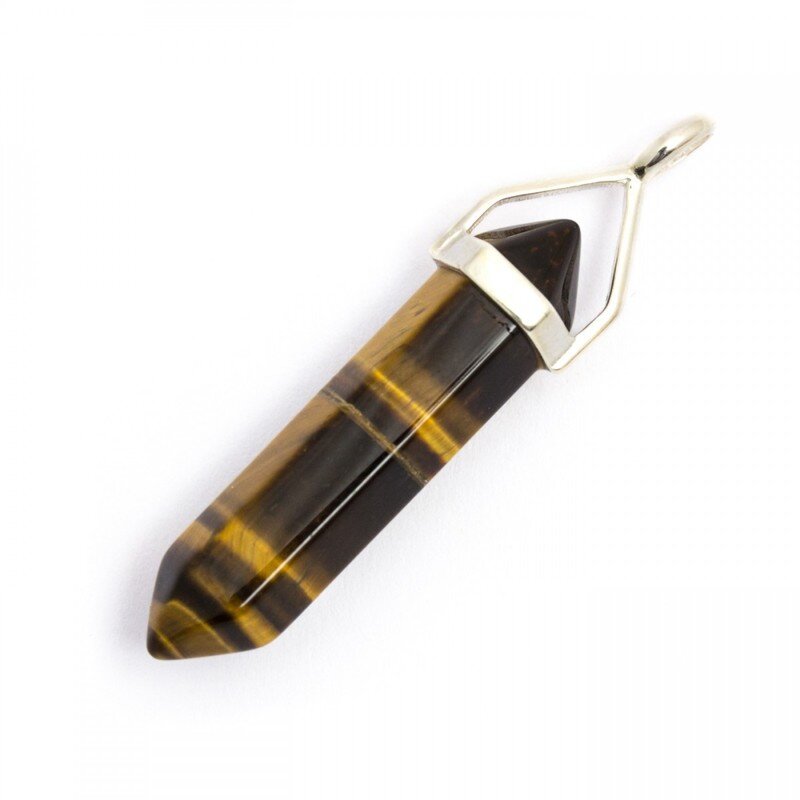 Golden Tiger's Eye Crystal DT Point Pendant 925 Silver