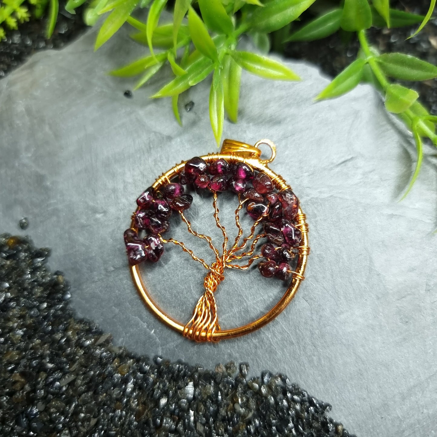 Copper wrapped Tree of Life Pendants Gemstones / Crystal