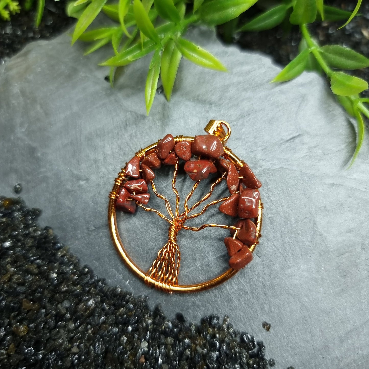 Copper wrapped Tree of Life Pendants Gemstones / Crystal