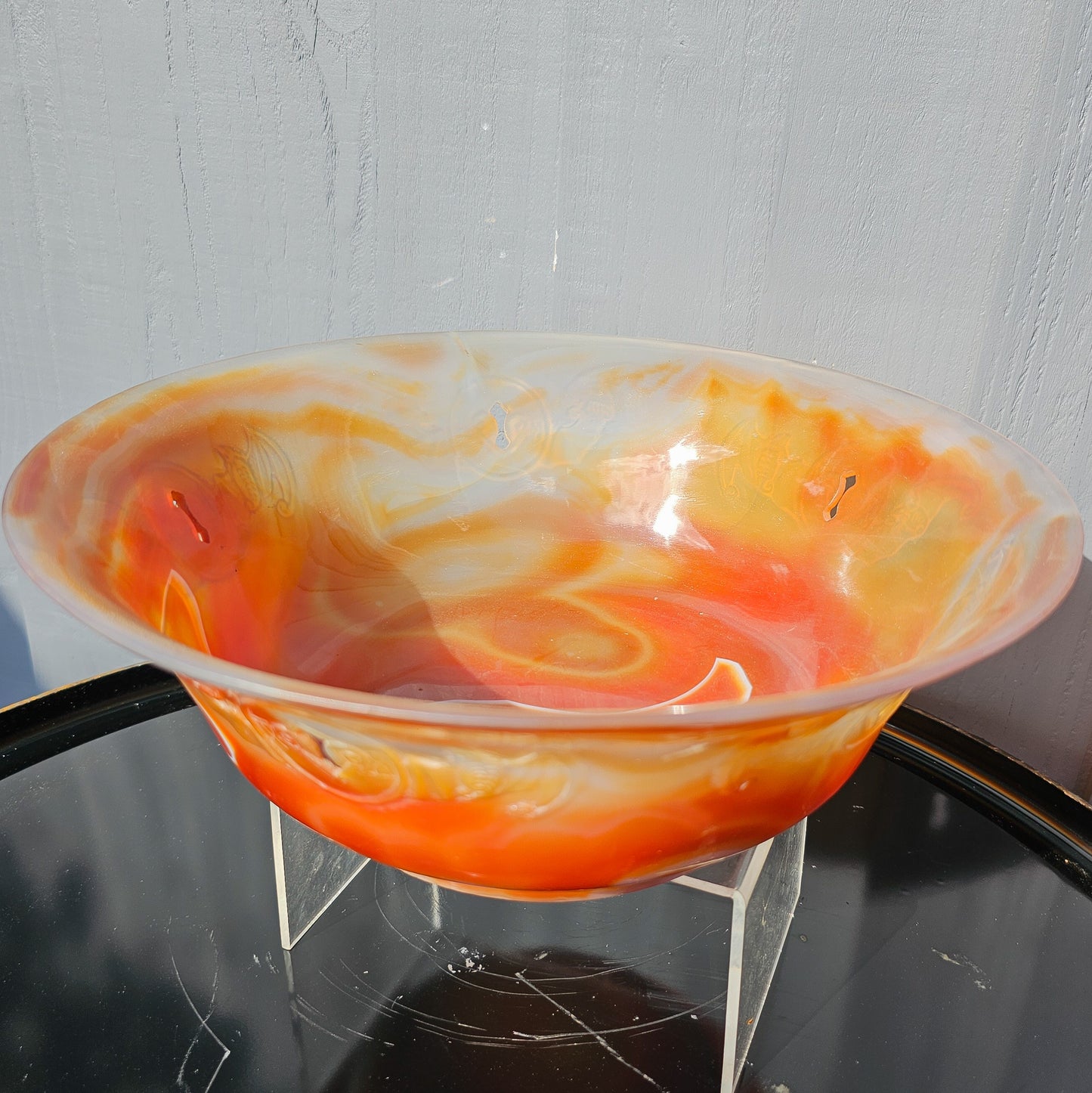 Chinese Carnelian Bat Engraved Bowl