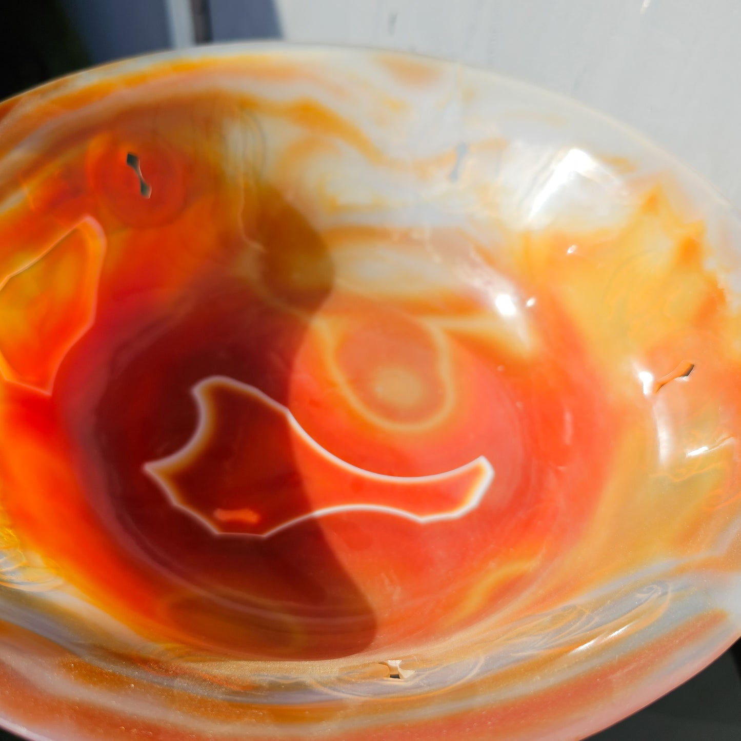 Chinese Carnelian Bat Engraved Bowl