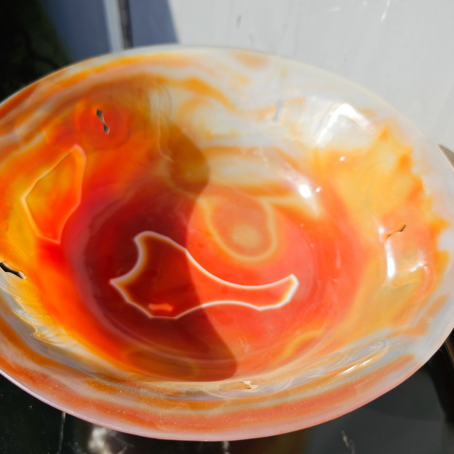 Chinese Carnelian Bat Engraved Bowl