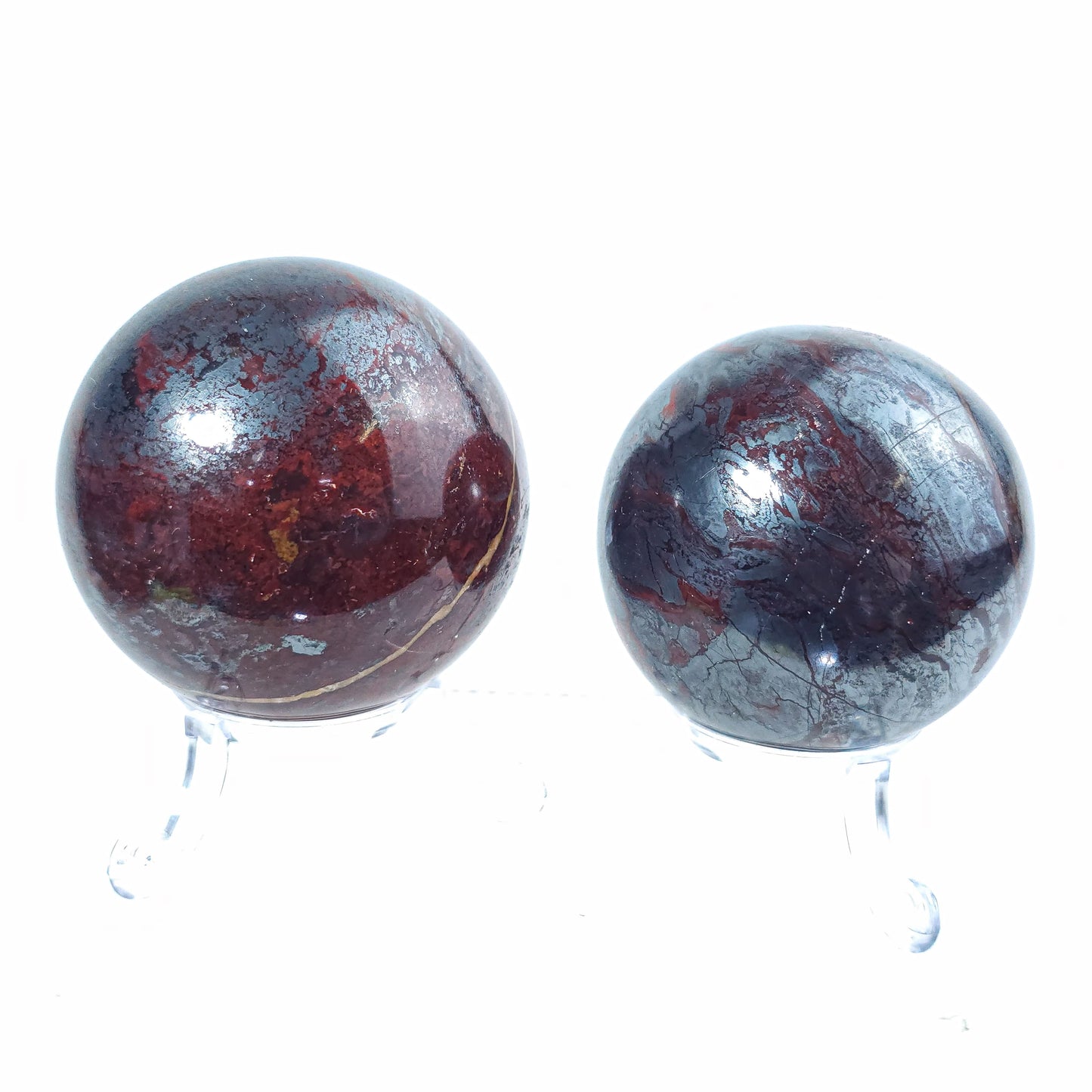 Red Jasper and Hematite Spheres