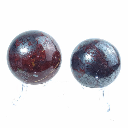 Red Jasper and Hematite Spheres