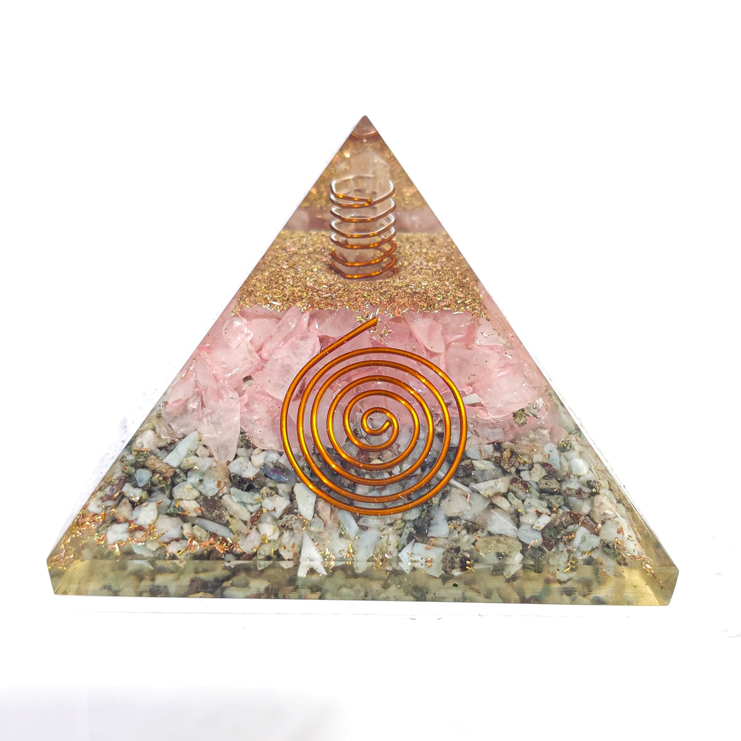 Larimar and Rose Quartz Orgonite Pyramid