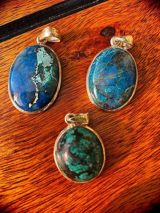 Blue Cryophrase and Turquoise Pendants in 925 silver