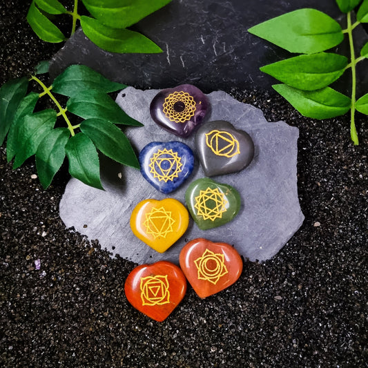 Engraved Chakra Heart set