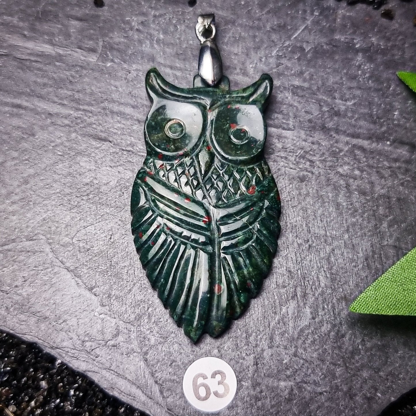 Bloodstone Owl Pendant